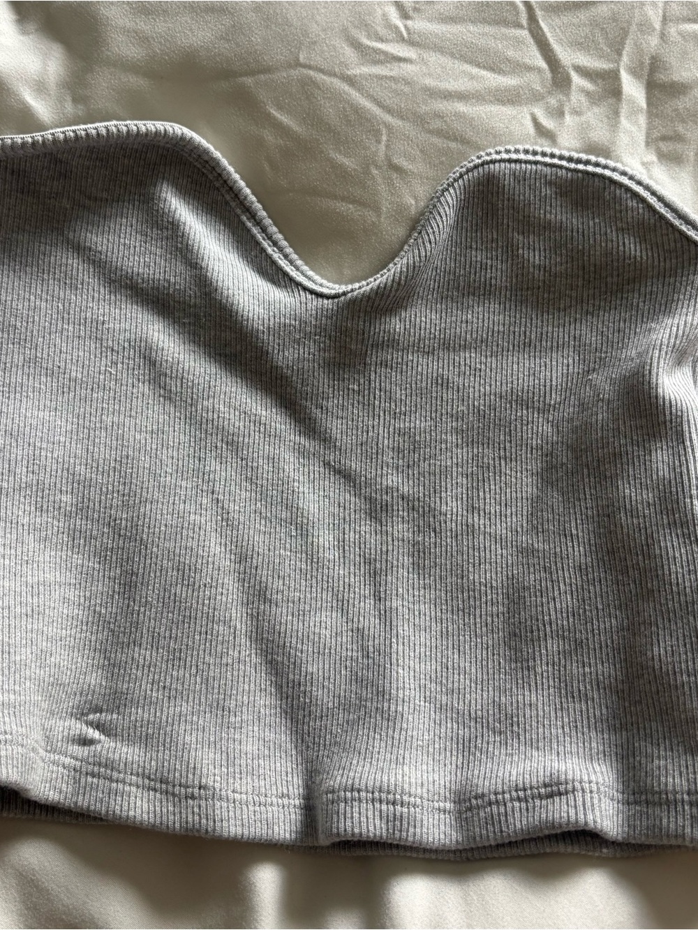 Zara Ribbed Gray Strapless Crop Top